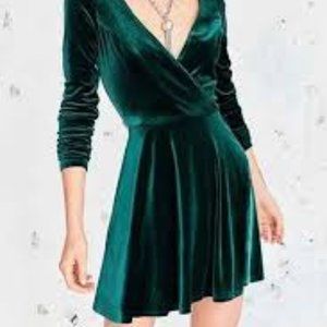 Urban Outfitters Green Velvet Dress